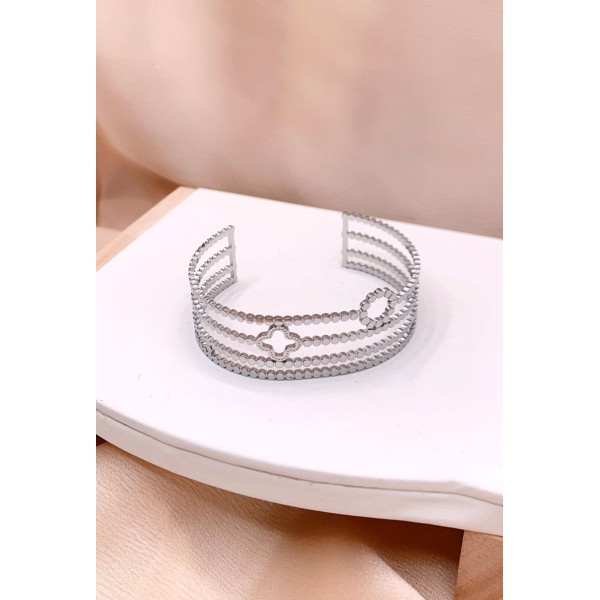 Bracelet jonc acier inoxydable argent LAURA