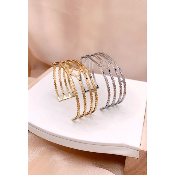 Bracelet jonc acier inoxydable argent LAURA
