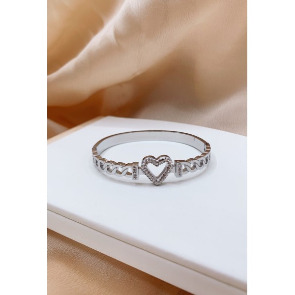 Bracelet jonc acier inoxydable argent LOVELY