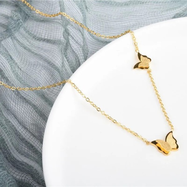 Collier acier inoxydable or BUTTERFLY