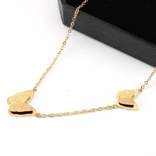 Collier acier inoxydable or BUTTERFLY