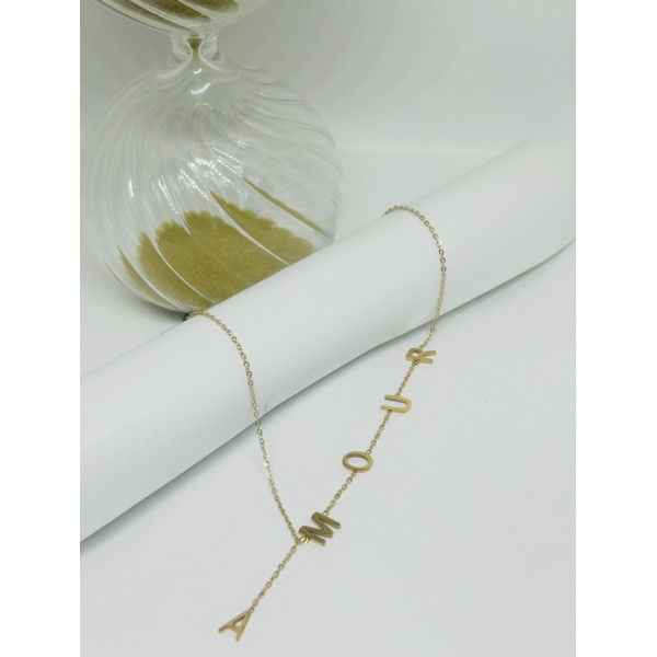 Collier AMOUR acier or