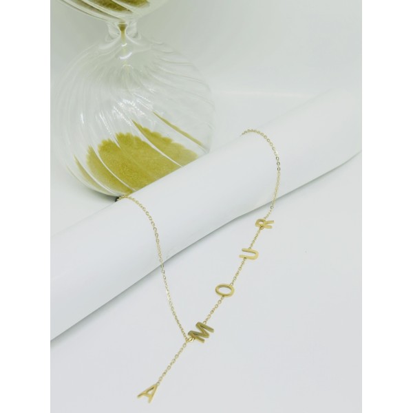 Collier AMOUR acier or
