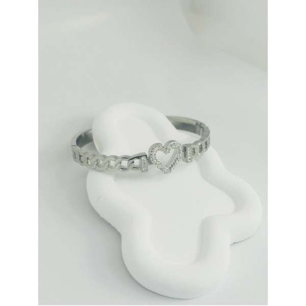 Bracelet jonc acier inoxydable argent LOVELY