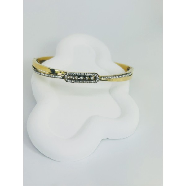 Bracelet jonc acier inoxydable or