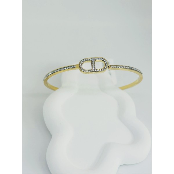 Bracelet jonc acier inoxydable or