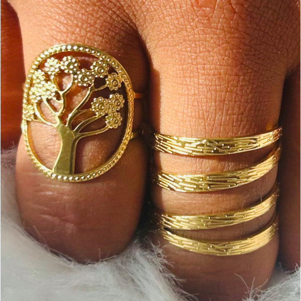 Bague acier inoxydable ARBRE DE VIE