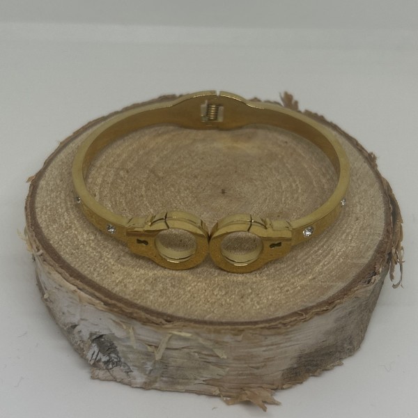 Bracelet jonc acier inoxydable or Menottes