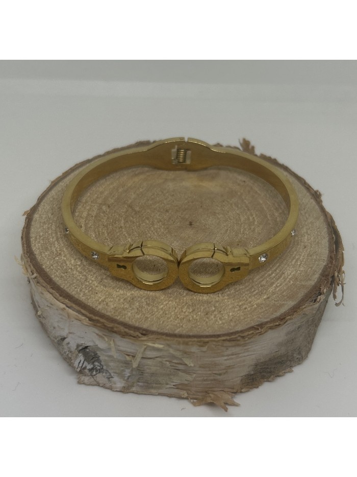 Bracelet jonc acier inoxydable or Menottes