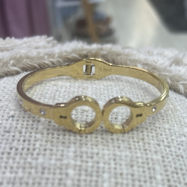 Bracelet jonc acier inoxydable or Menottes