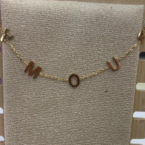 Bracelet  acier inoxydable or AMOUR