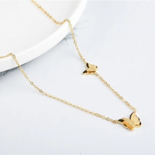 Collier acier inoxydable or BUTTERFLY