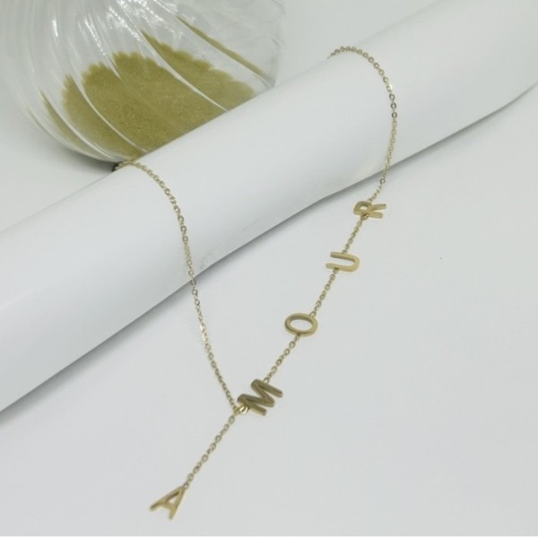 Collier AMOUR acier or