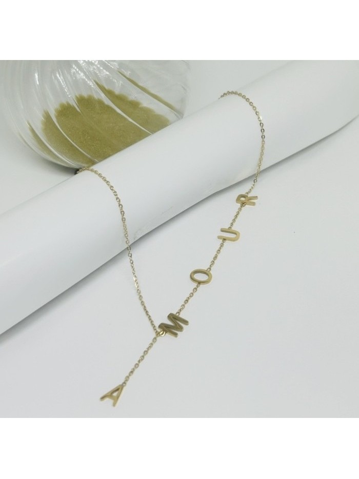 Collier AMOUR acier or