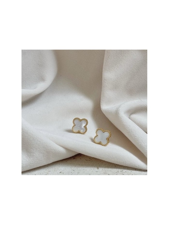 boucles  d'oreilles en acier inoxydable trèfles