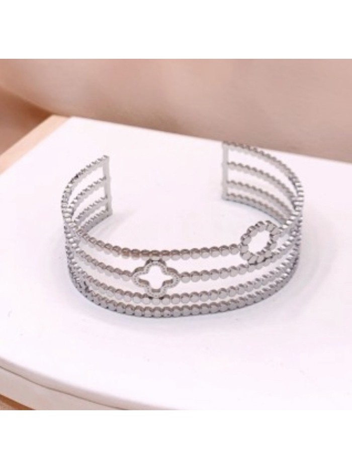 Bracelet jonc acier inoxydable argent LAURA
