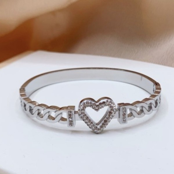 Bracelet jonc acier inoxydable argent LOVELY