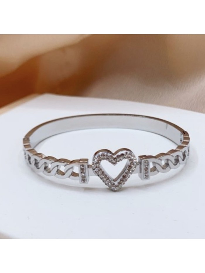 Bracelet jonc acier inoxydable argent LOVELY