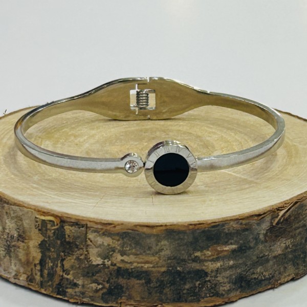 Bracelet jonc acier inoxydable argent LAURENE