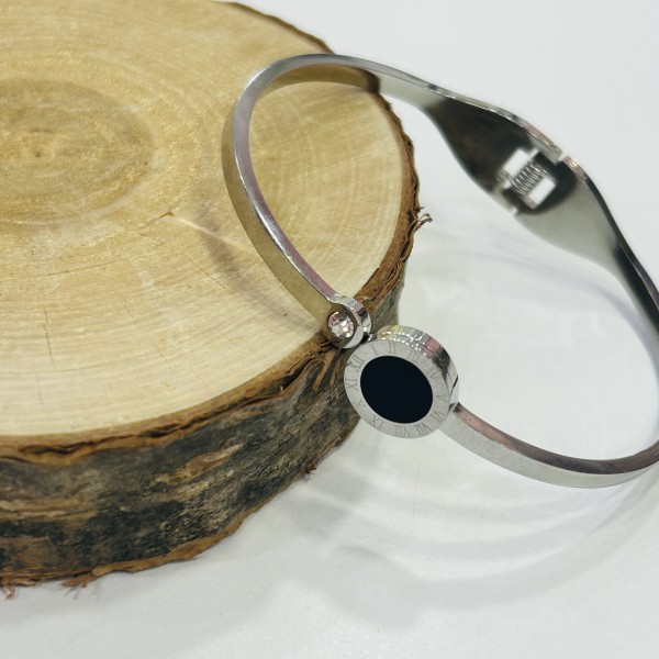 Bracelet jonc acier inoxydable argent LAURENE