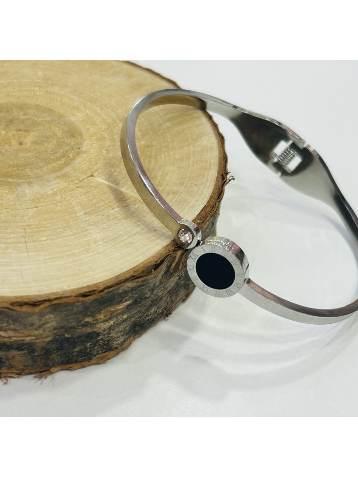 Bracelet jonc acier inoxydable argent LAURENE