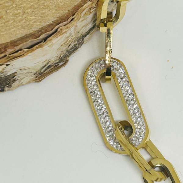 Bracelet acier inoxydable dorée inspiration STRASS