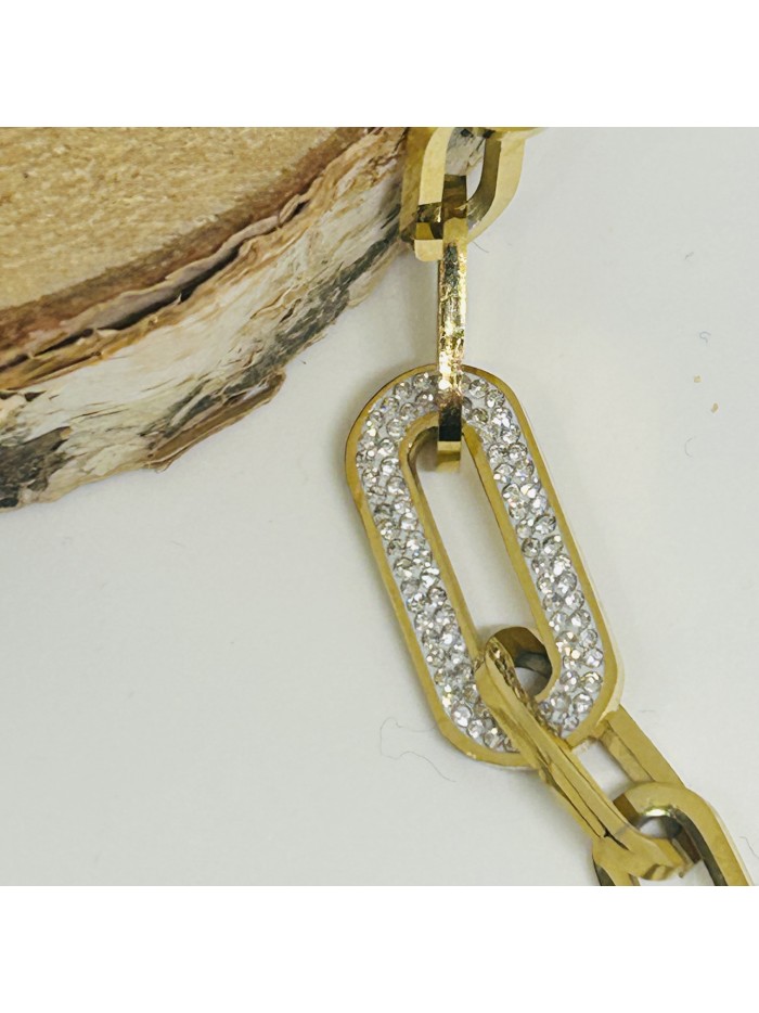 Bracelet acier inoxydable dorée inspiration STRASS