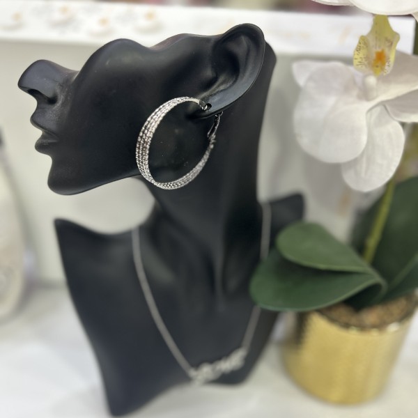Boucles d'oreilles créoles SAMIA acier inoxydable argent