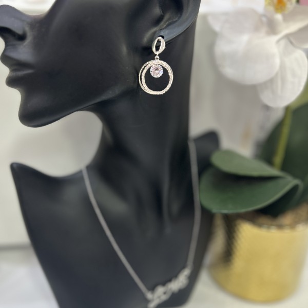 Boucles d'oreilles strass SAMIA acier inoxydable argent