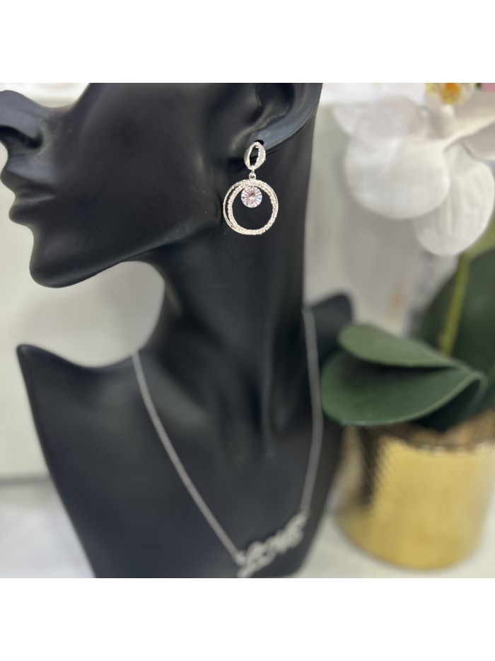Boucles d'oreilles strass SAMIA acier inoxydable argent