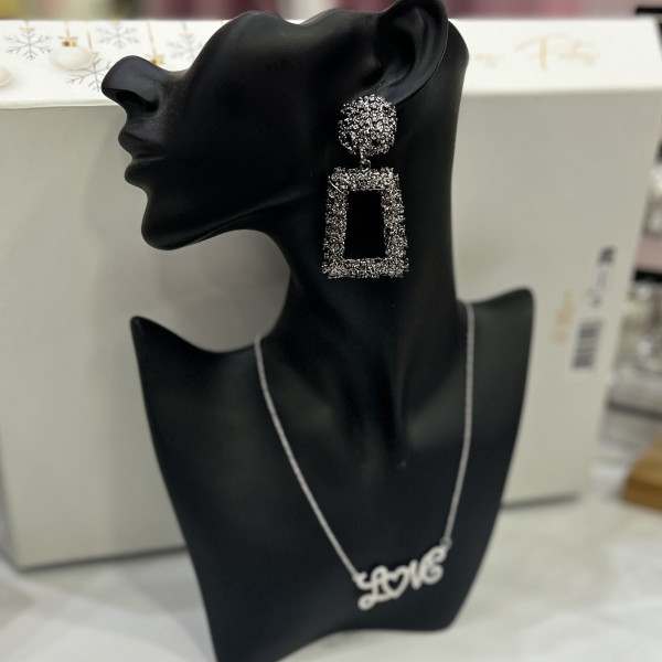 Boucles d'oreilles inspi gris anthracite grand format