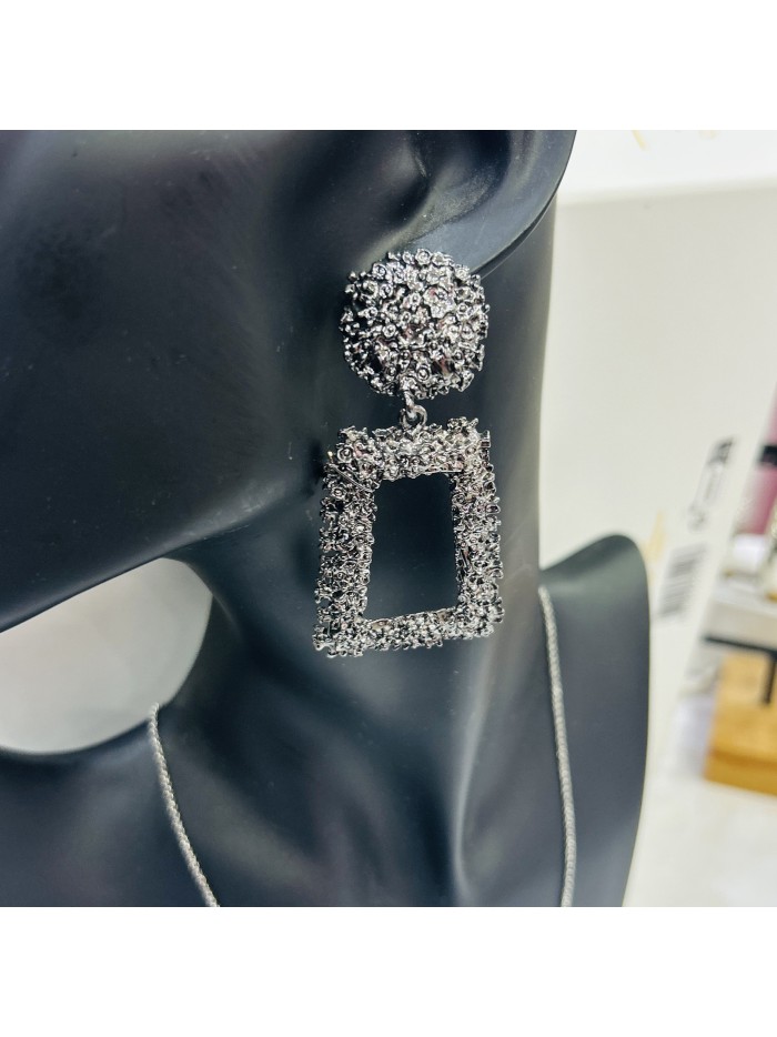 Boucles d'oreilles inspi gris anthracite grand format