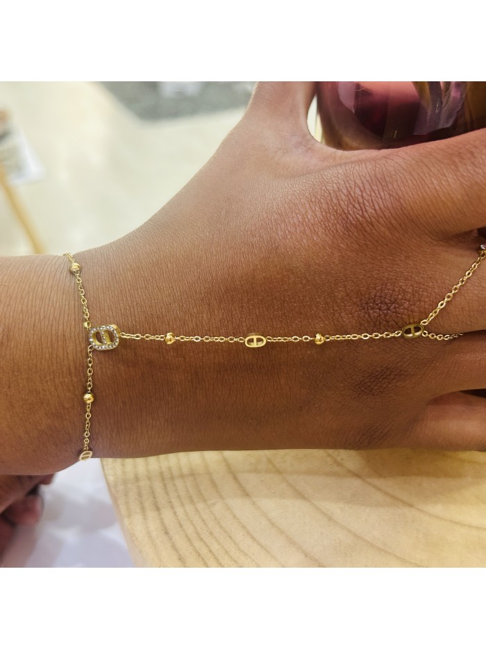 Chaine de main acier inoxydable or LAURINA