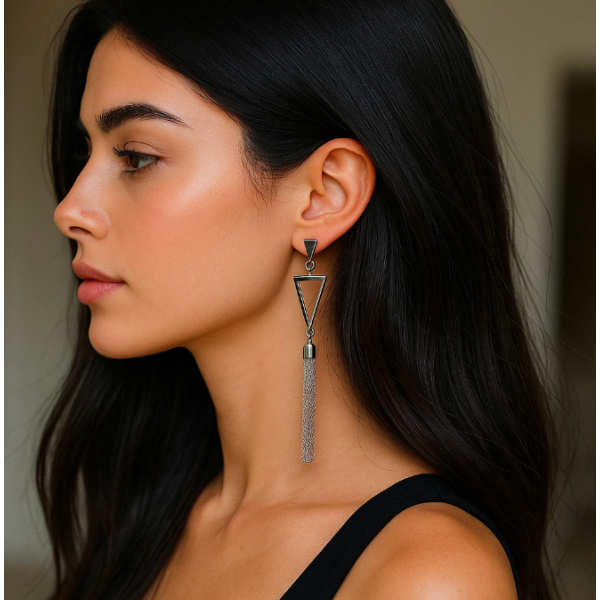 Boucles d'oreilles pendantes AURELIE acier inoxydable argent