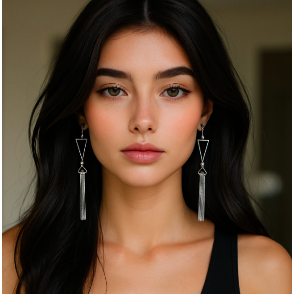 Boucles d'oreilles pendantes AURELIE acier inoxydable argent