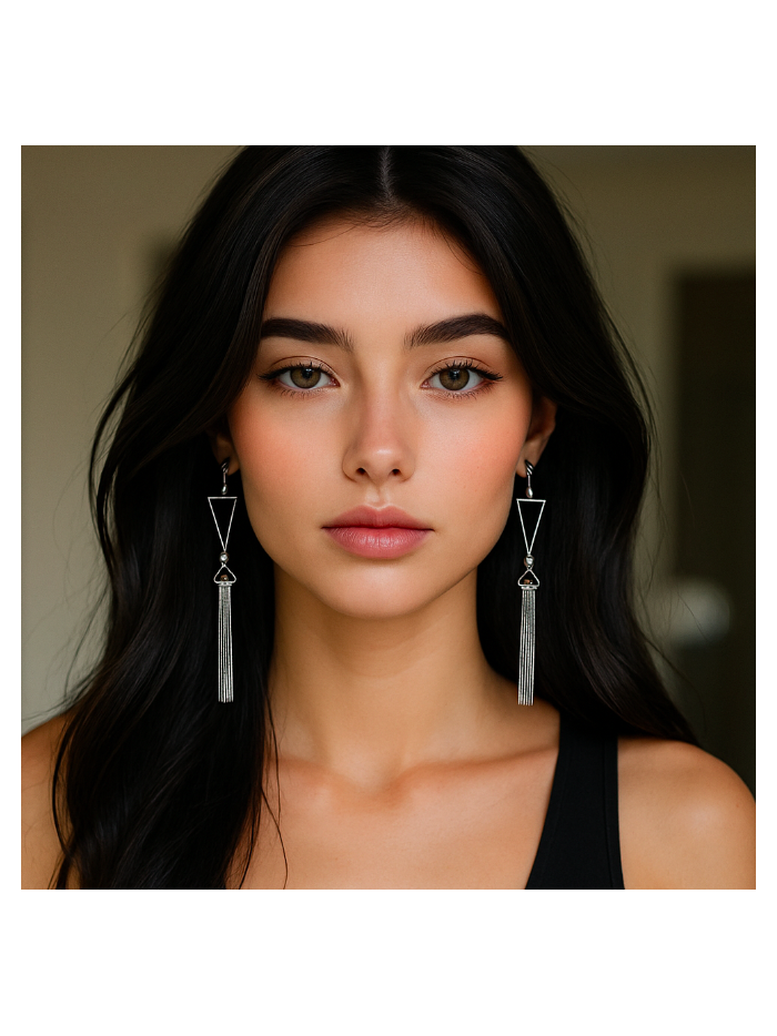 Boucles d'oreilles pendantes AURELIE acier inoxydable argent