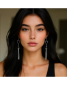 Boucles d'oreilles pendantes AURELIE acier inoxydable argent