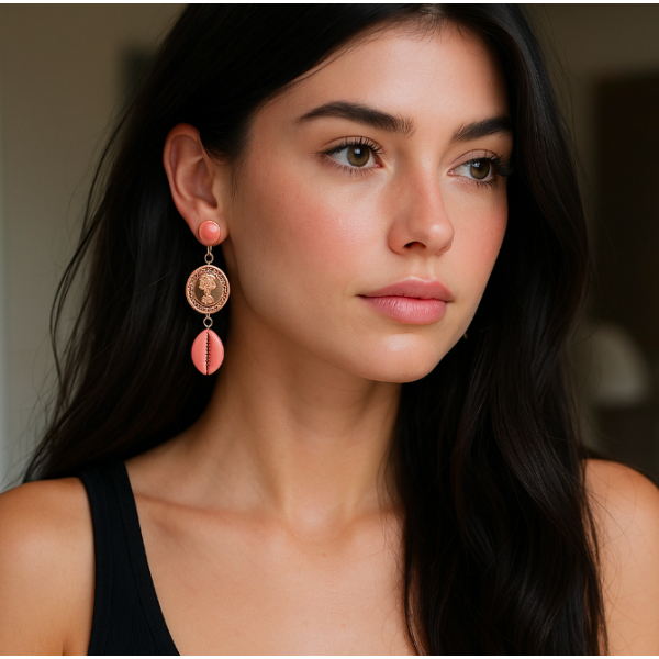 Boucles d'oreilles MONNAIE rose