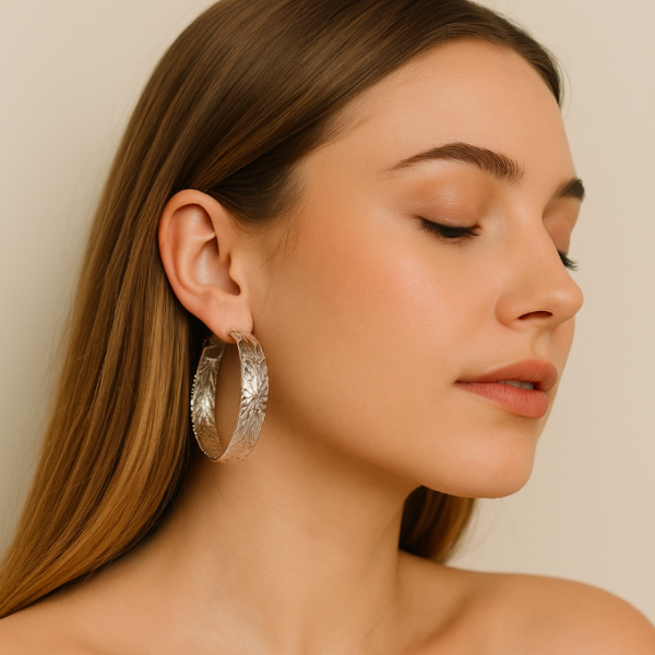 Boucles d'oreilles créoles LINA acier inoxydable argent