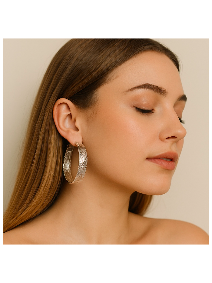 Boucles d'oreilles créoles LINA acier inoxydable argent