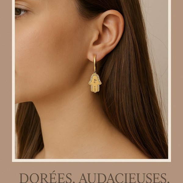 Boucles d'oreilles acier inoxydable or FATI