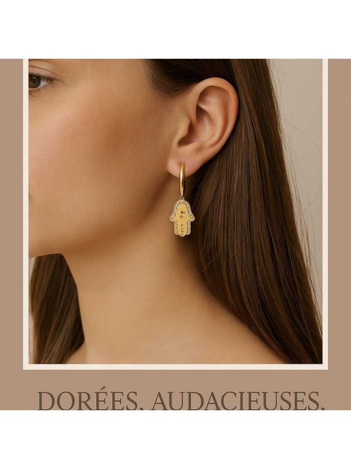 Boucles d'oreilles acier inoxydable or FATI