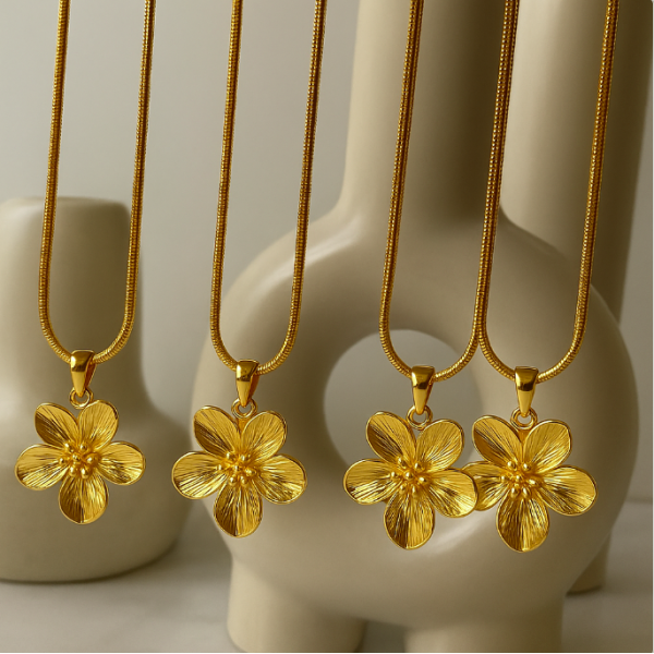 Collier FLORA acier inoxydable plaque or