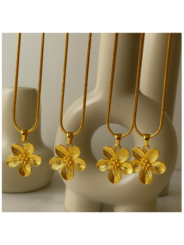 Collier FLORA acier inoxydable plaque or