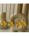 Collier FLORA acier inoxydable plaque or
