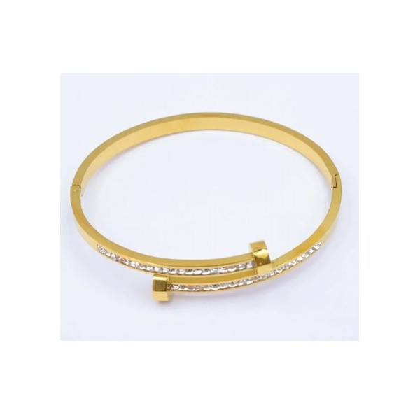Bracelet jonc acier inoxydable or WENDY