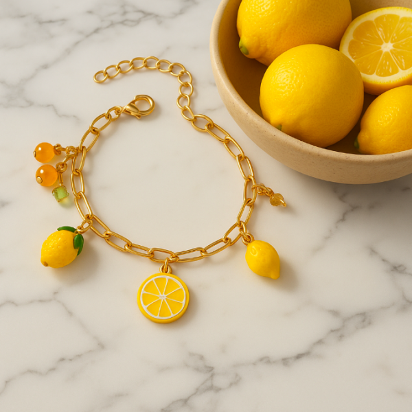 Bracelet charm CITRON et CERISE