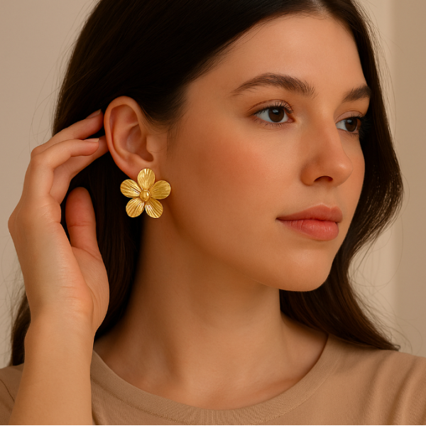 Boucles d'oreilles acier inoxydable or LEONIE