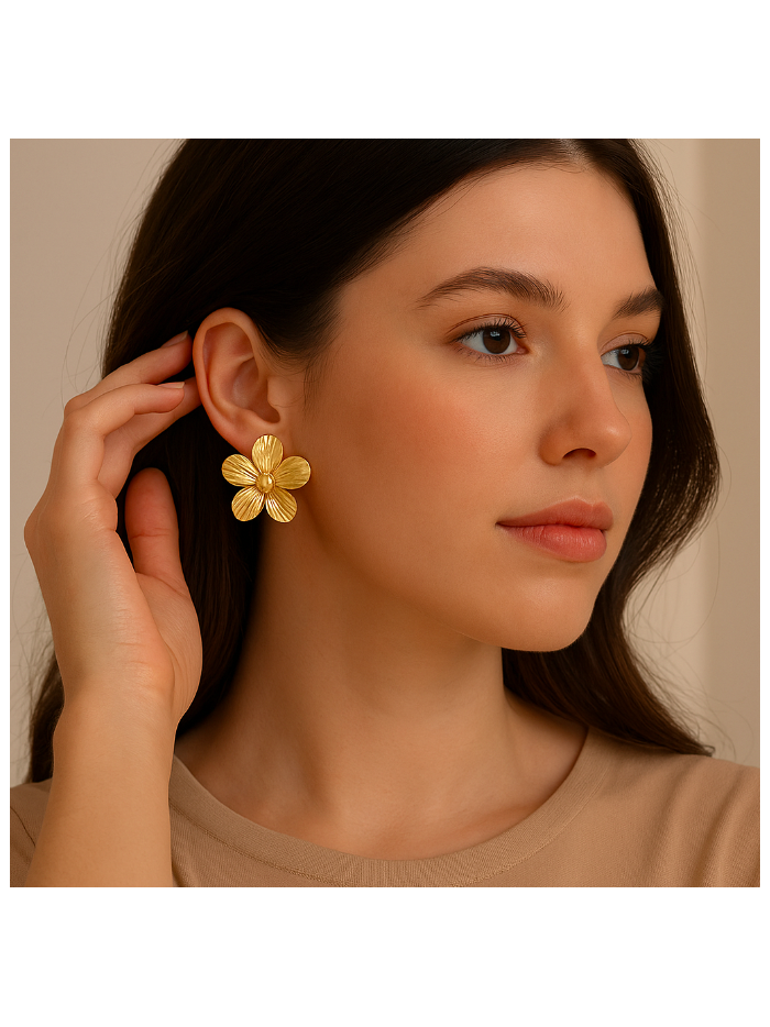 Boucles d'oreilles acier inoxydable or LEONIE