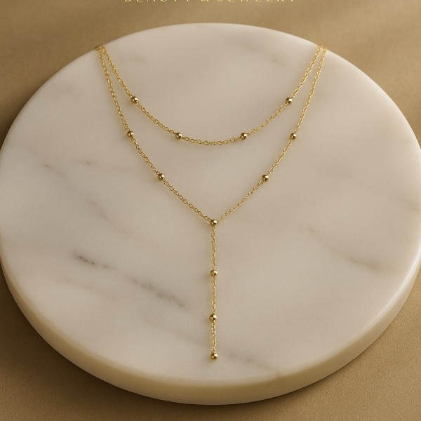 Collier multi rangs acier inoxydable or LEA